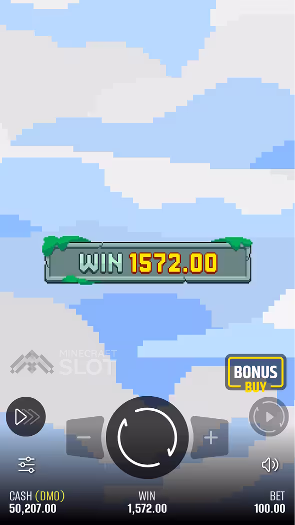 Partida de Falling Pickaxe em um celular conquistando o ganho máximo de 160 vezes a aposta